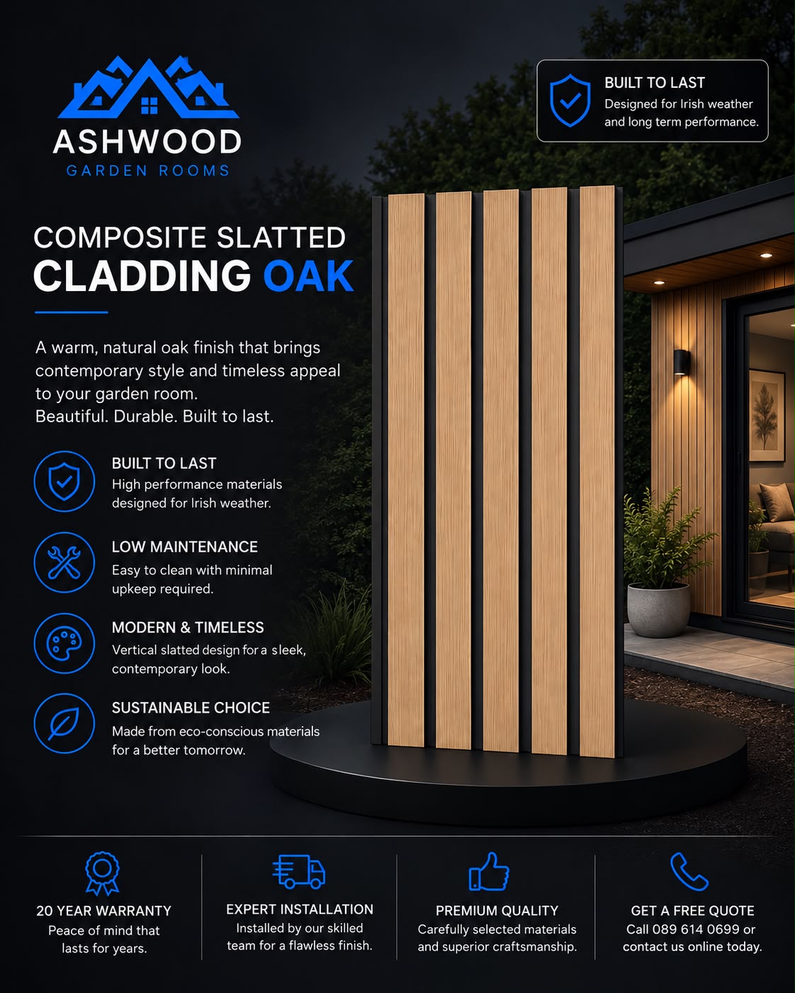 Composite Slatted Oak cladding